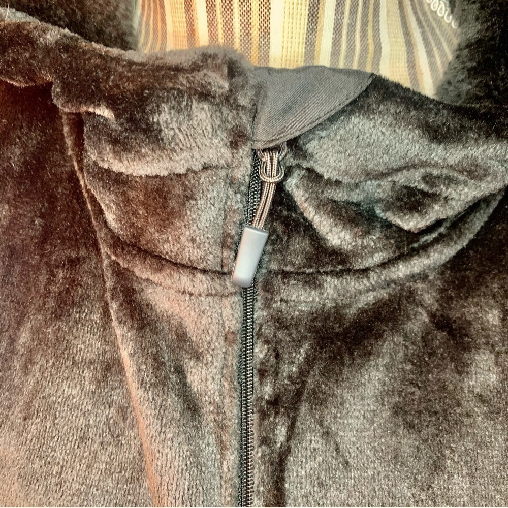 NWT Velour Hoodie Sweatshirt Medium 8/10 Black Super Soft w/ Thumbholes 1/4 Zip - Picture 10 of 16